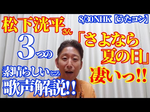 【TV歌レポ】松下洸平さん「さよなら夏の日(山下達郎さんカバー)」今回もまた素晴らしすぎるっ!!ボイストレーナーが絶対にお伝えしたい3つの良いところとは⁉ 2022.8.30NHKうたコン