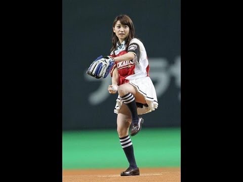 大島優子vs.中田翔 一球対決 AKB48札幌ドームコンサート前に・・ 2013.7.15 ノーカット