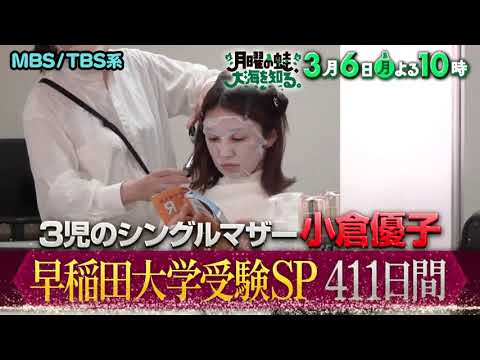 『月曜の蛙、大海を知る。』3/6(月) 小倉優子 早稲田大学受験SP 411日間!! スタジオで合格発表!【TBS】