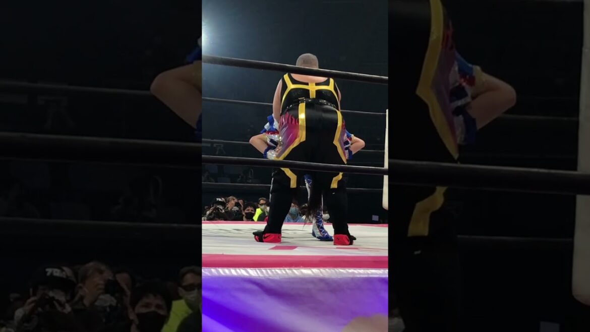 アジャコングが重すぎるビンタを荒井優希に放つもエルボードロップは荒井がなんとかかわす 東京女子プロレス「GRAND PRINCESS ’23」 2023年3月18日