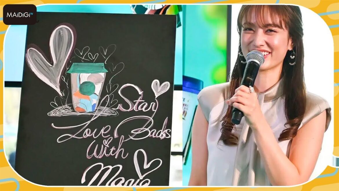 谷まりあ、“スタバ”チョークアートに挑戦!「スタバは“LOVE”をつくる場所」