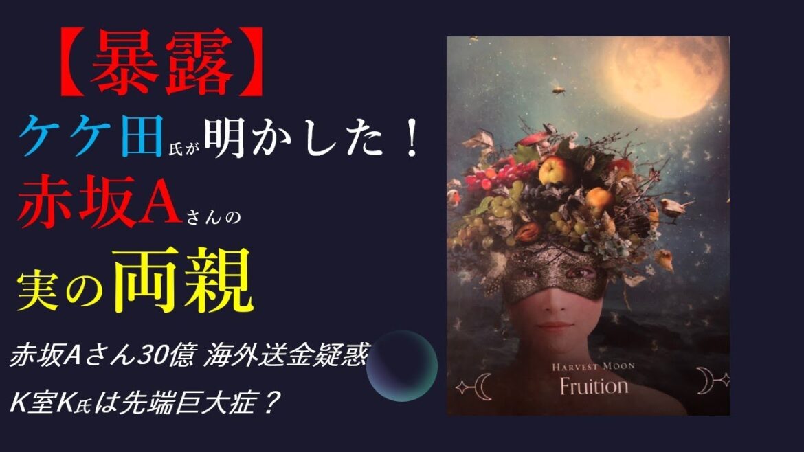 【ケケ田氏 暴露!】赤坂Aさん出生の秘密🔮赤坂Aさん30億海外送金疑惑🔮K室K氏は先端巨大症?