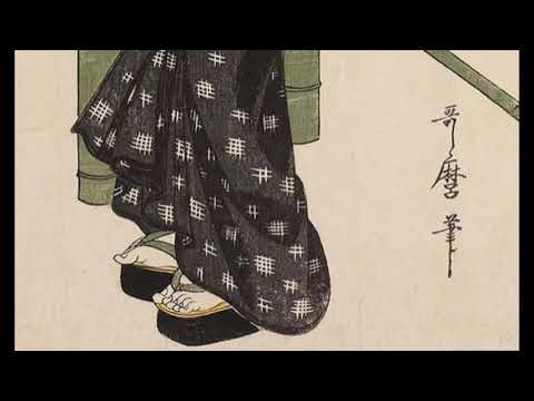 喜多川歌麿 King Utamaro(1753?~1806) 《夏衣裳當世美人・ 越後屋仕入のちぢみ向キ》大判 錦絵 一枚 39 x 26 cm江戸時代・19世紀 ボストン美術館蔵