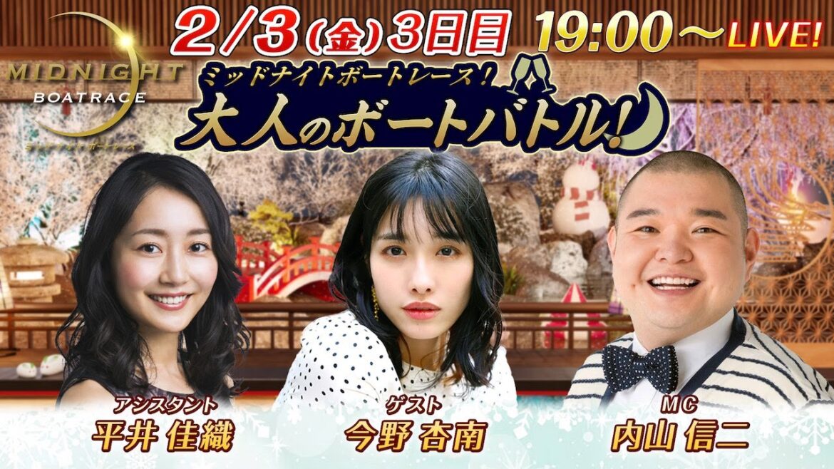 ミッドナイトボートレースライブ 大人のボートバトル! 3日目|内山信二 今野杏南|2月3日(金)19:00~|ボートレース若松
