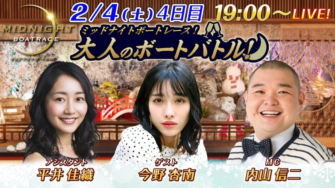 ミッドナイトボートレースライブ 大人のボートバトル! 4日目|内山信二 今野杏南|2月4日(土)19:00~|ボートレース若松