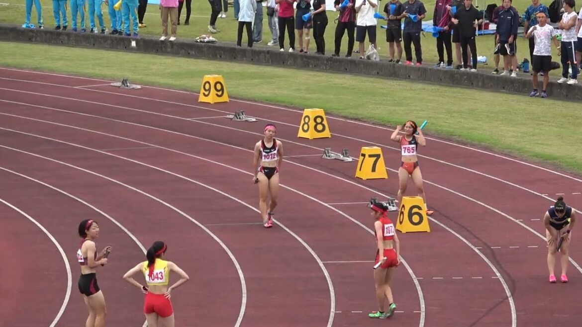 20230528163227宮崎県高校総体女4×100mR決勝 宮崎北46″29 県高新:木原万里花(2)・神山 菜々(3)・久枝 里緒(2)・渡邉ひより(1)