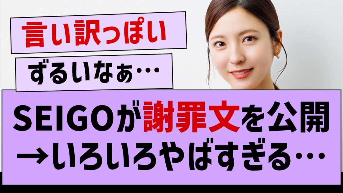 SEIGOが正式に謝罪文を公開した件【早川聖来・掛橋沙耶香・乃木坂46】