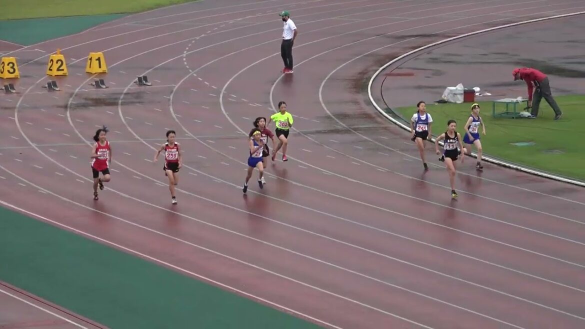 20230625112532宮崎県学童陸上5女100m予選2組 清 絢埜5(本郷アスリート)14″43