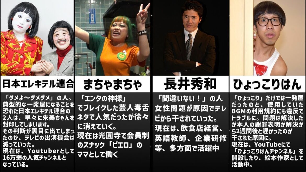 干されてテレビから消えたお笑い芸人達のその後のエピソード集