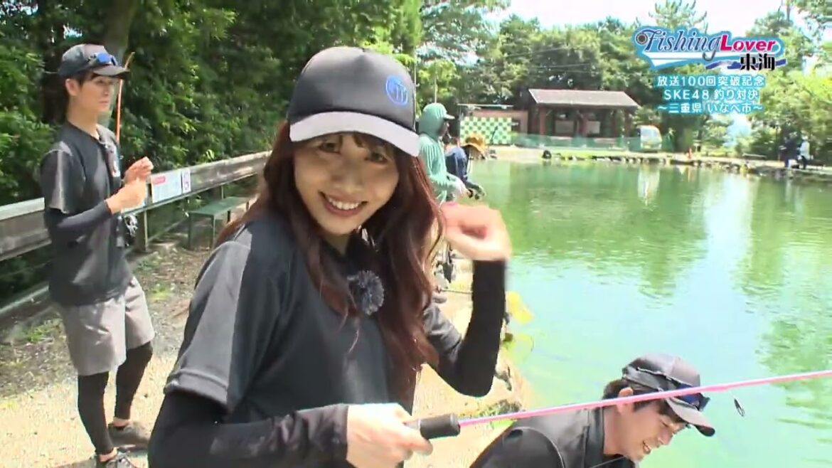SKE48釣り対決!!青木詩織と青海ひな乃が次々にニジマスを釣り上げる(^^)
