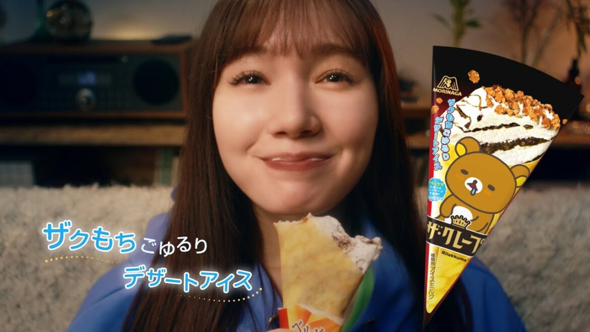 【リラックマ・マーシュ彩】ごゆるりナイトルーティーン!ザクもち食感でしあわせデザートアイスタイム【ザ・クレープ】50秒(字幕付き)