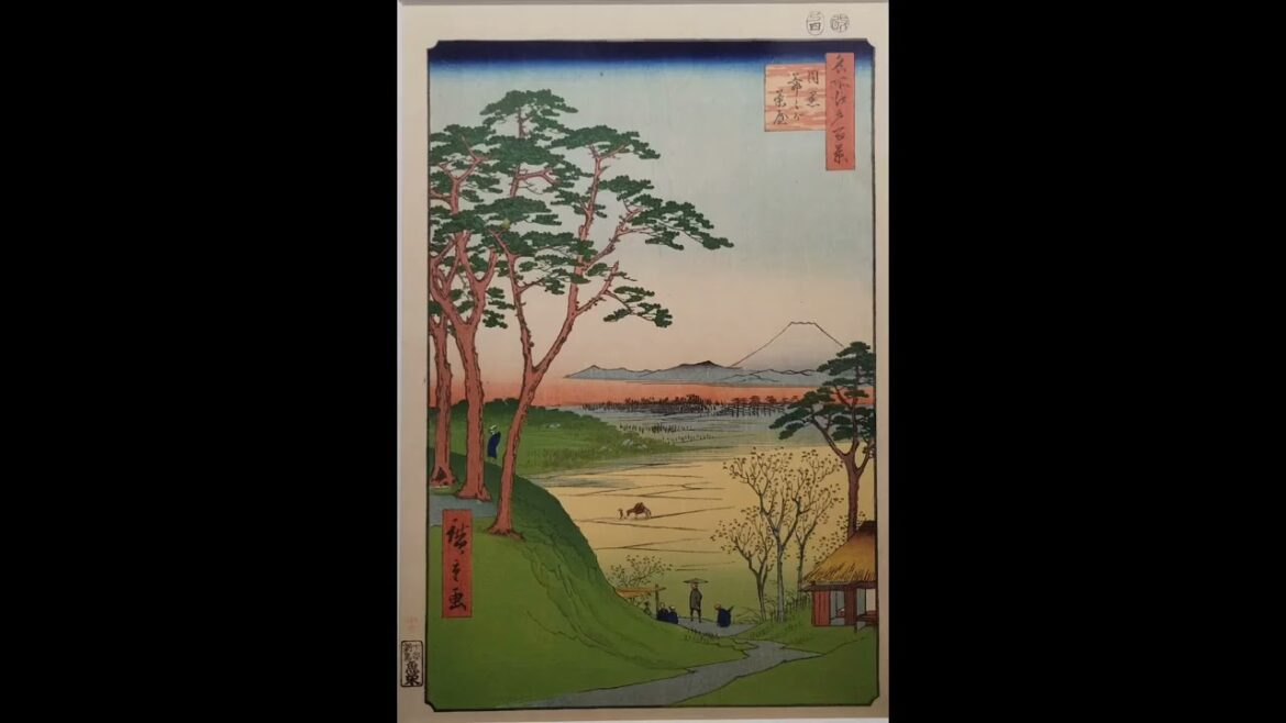 歌川広重 (1797~1858) 61歳筆《名所江戸百景・目黒爺々が茶屋》大判 錦絵江戸時代 安政4年(1857) 大判 錦絵 東京国立博物館蔵