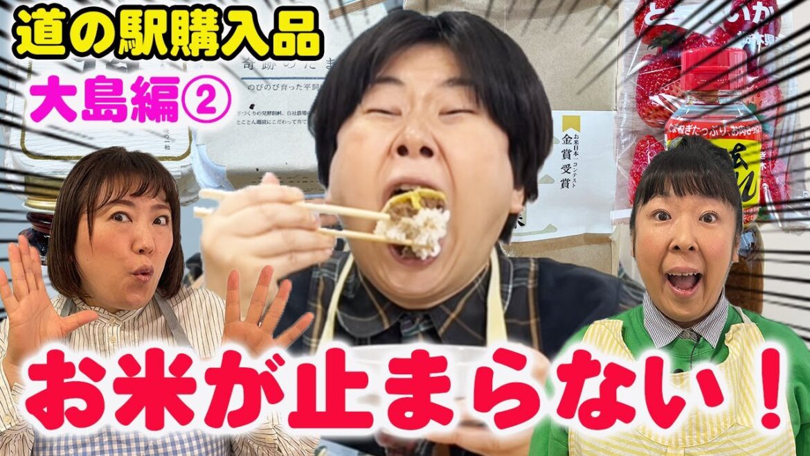 【お米食べまくり!】森三中大島が道の駅で買ってきたお米&ご飯のお供が美味すぎた!/1個250円の高級たまご/栃木県/那須与一の郷【購入品紹介】