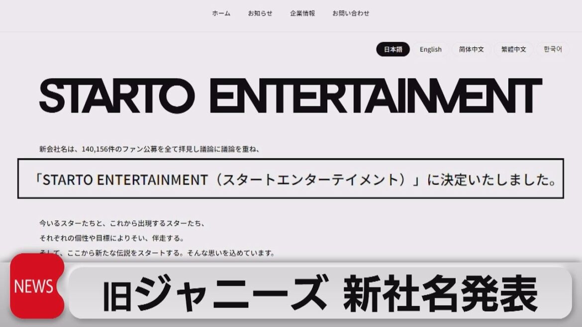 旧ジャニーズ 新社名発表(2023年12月8日)