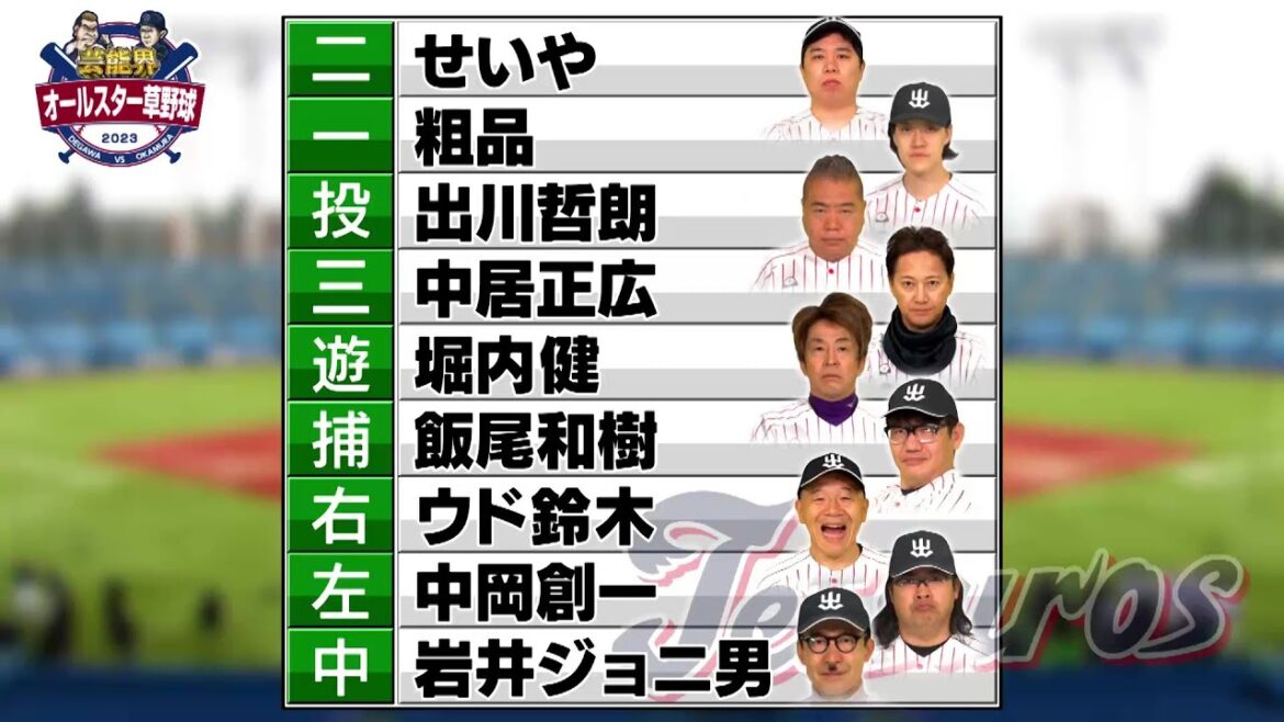 【出川軍】Tetsuros(テツローズ)スタメン発表|芸能界オールスター草野球2023|テレ東 12月30日(土)午前10時
