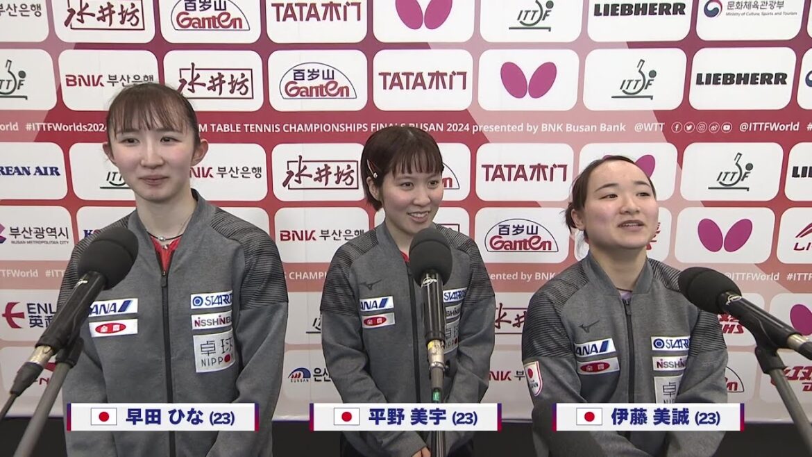 【インタビュー】イラン撃破!伊藤・平野・早田『黄金世代』3人が全員勝利|世界卓球2024団体戦
