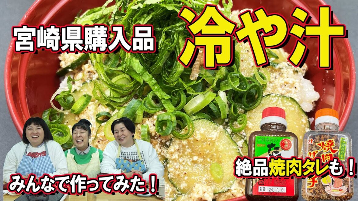 【宮崎県購入品②】森三中が宮崎土産の冷や汁&焼肉のタレを食べてみた!