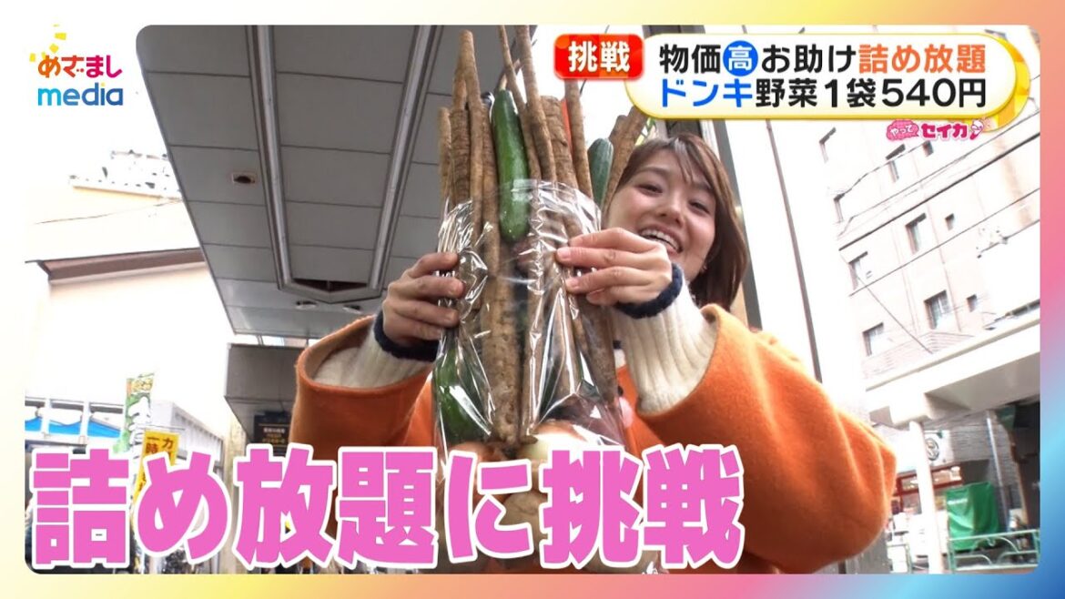 【井上清華アナウンサー】物価高騰の救世主「詰め放題」に挑戦!どれだけお得?定番の野菜からお肉やレトルト食品さらには古着まで!【やってセイカ】