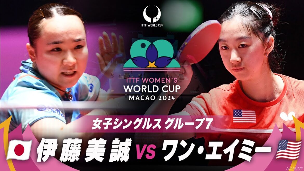 【女子グループ7】伊藤美誠 vs ワン・エイミー|ITTF女子ワールドカップマカオ2024|ステージ1