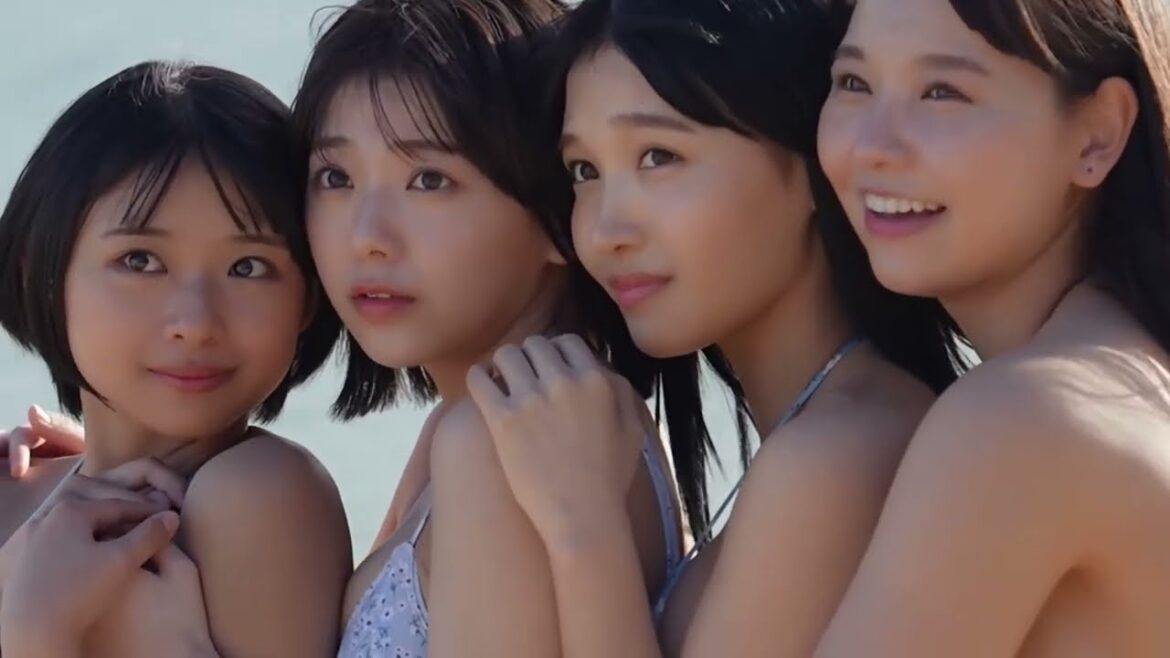 4 Sisters Hongo Yuzuha (本郷柚巴) Kaiku Kuwashima & Anyu Okuma & Noaki Kinouchi #beach #bikini #model