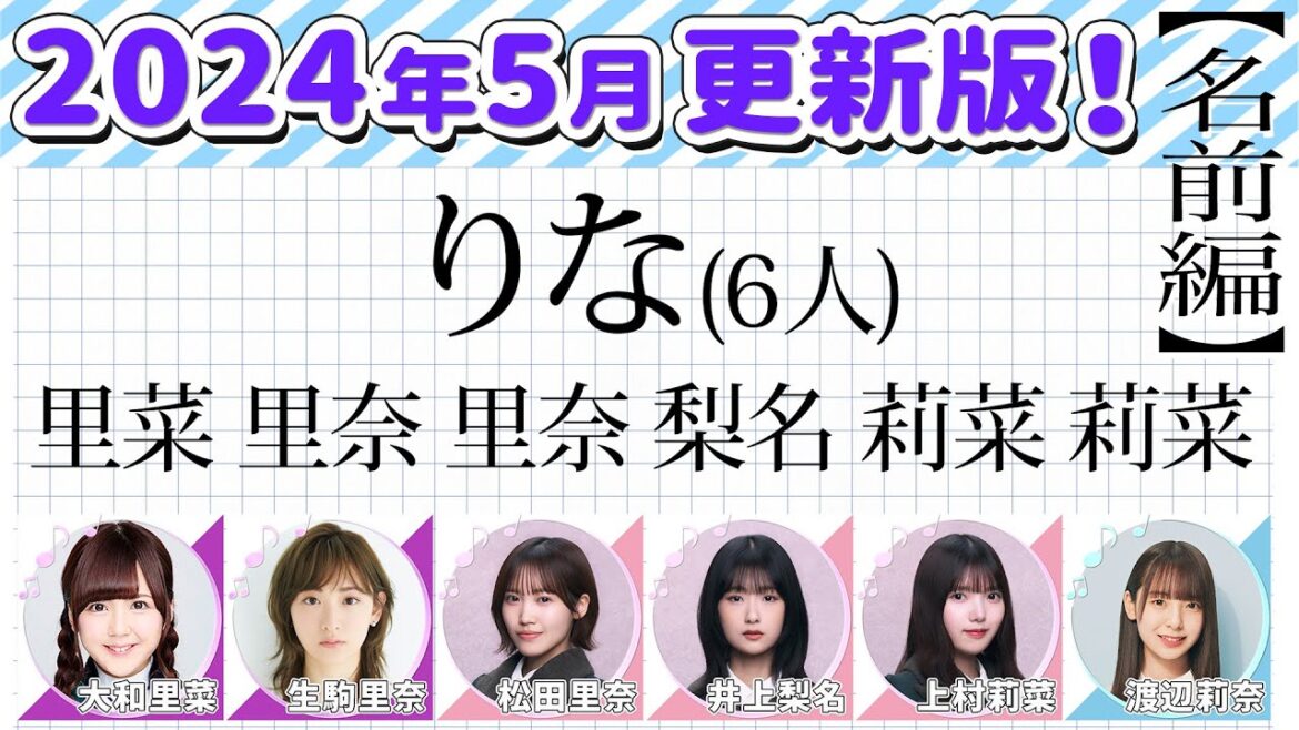 【坂道】更新版!同じ「名前」のメンバー数ランキング!名前編【乃木坂・欅坂・櫻坂・日向坂】(2024/5)