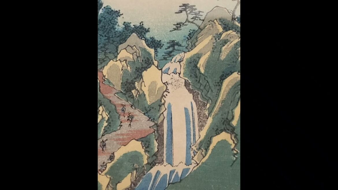 歌川広重 (1797~1858)《六十余州名所圖會•三河 鳳来寺山巖》大判 錦絵 一枚 江戸時代・嘉永6年(1853) 東京国立博物館蔵