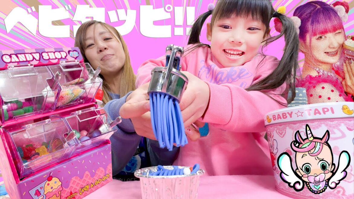 【寸劇】あーちゃんがベビタピ店員に挑戦!しなこちゃんのミニキャンディショップのお金の計算方法とは?