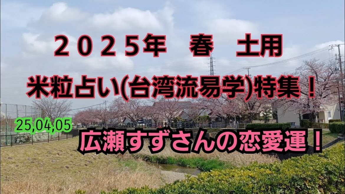 25,04,05広瀬すずさんの恋愛運!~米粒占い(台湾流易学)~