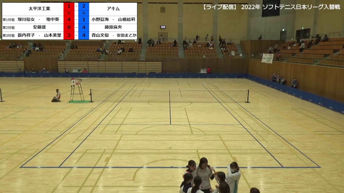 【ライブ配信06:Aコート】2022年 ソフトテニス 日本リーグ入れ替え戦 女子 太平洋工業 対 アキム