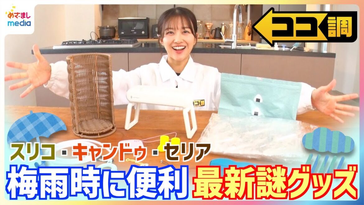 スリコ・キャンドゥ・セリアからも続々登場!部屋干し・湿気対策にも◎傘の使い勝手がグンとUP梅雨時に便利な最新謎グッズを原田葵アナが紹介【ココ調】