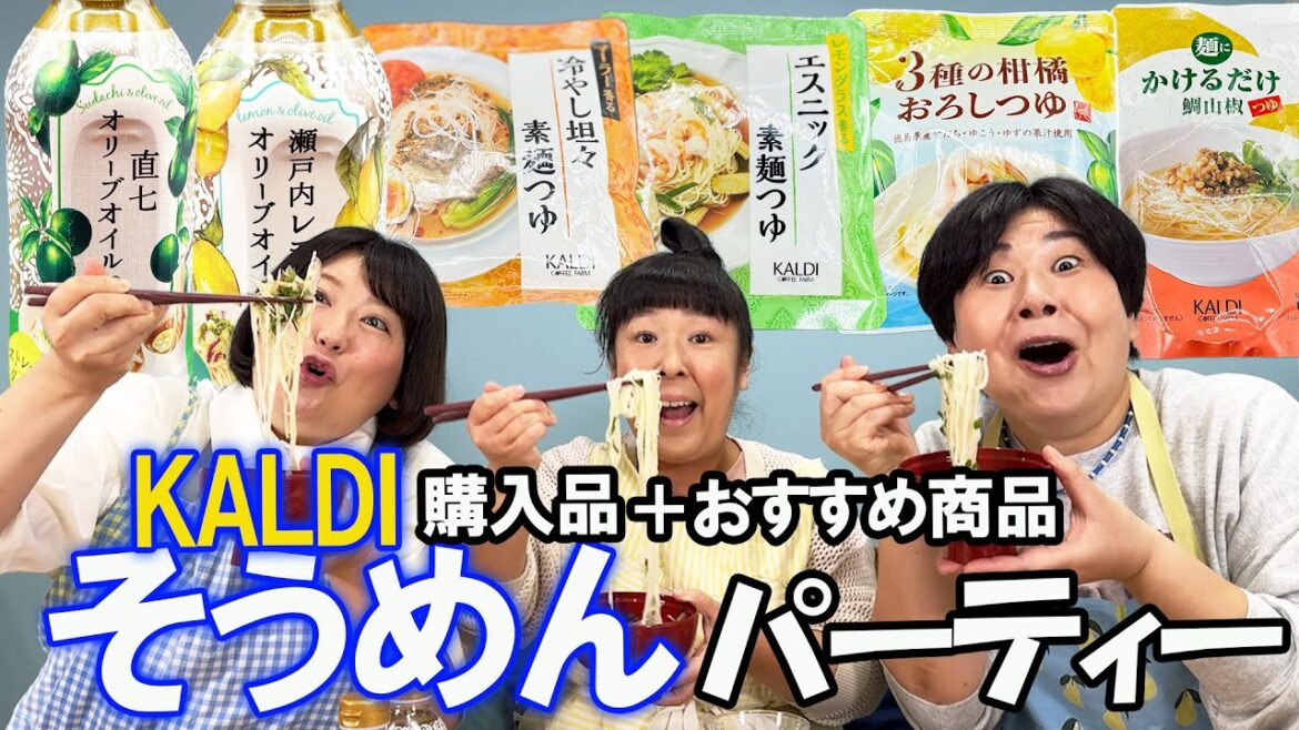 【KALDI】超オススメ!気になるカルディめんつゆでそうめんパーティーしたら最高だった!これは皆さんにも試してもらいたい!【そうめんパーティー】
