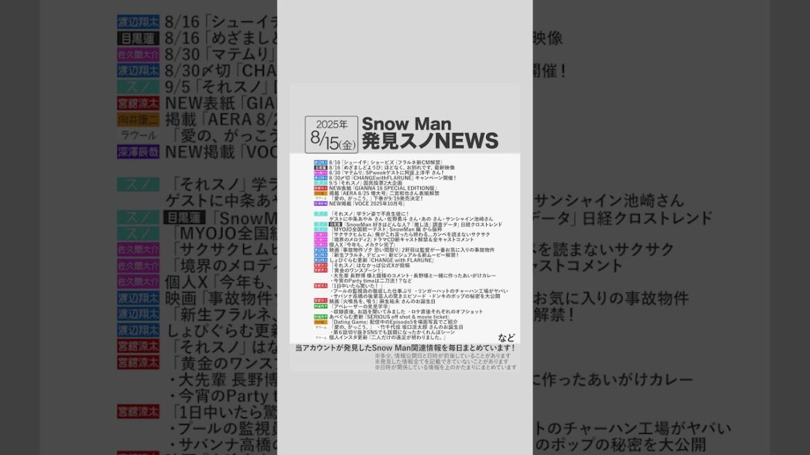 ✨8/15(金)発見スノNEWS✨