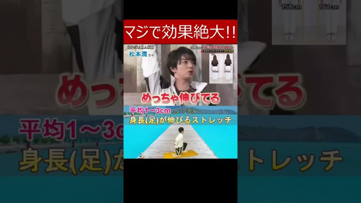 平均1~3cm伸びる!!【嵐の松本潤さんも挑戦 足が細く長くなるストレッチ】腰痛解消や肩こり解消にも効く身長が伸びる脚痩せストレッチ #松本潤 #身長 #身長伸ばしたい