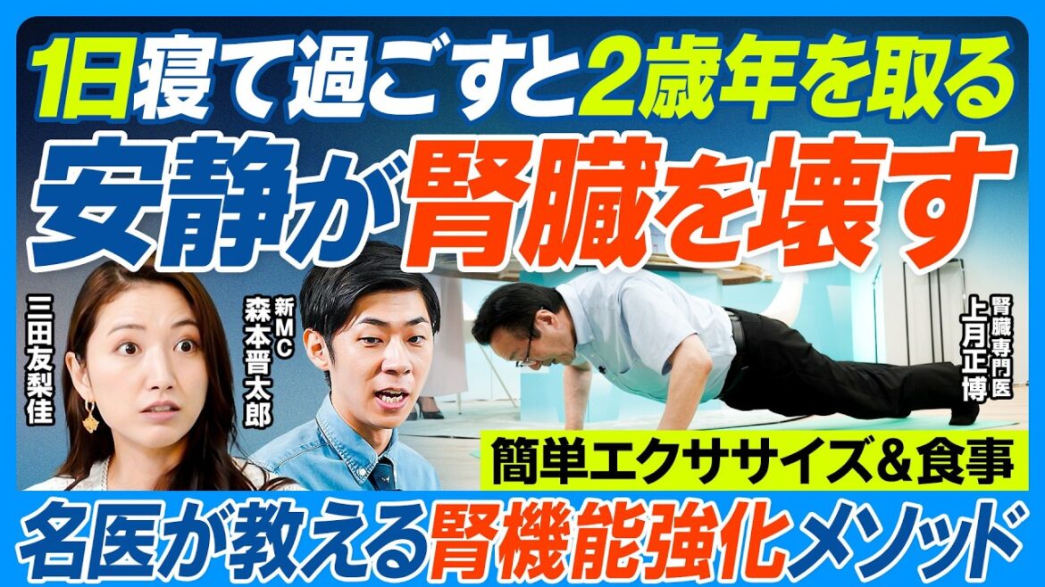 安静が腎臓を壊す/1日寝て過ごすと2歳老化/名医が実践する腎機能強化メソッド/ゆっくりウォーキングはダメ/簡単エクササイズ/食事と運動で慢性腎臓病を改善/世界が認めた透析治療の新常識【健康新常識】