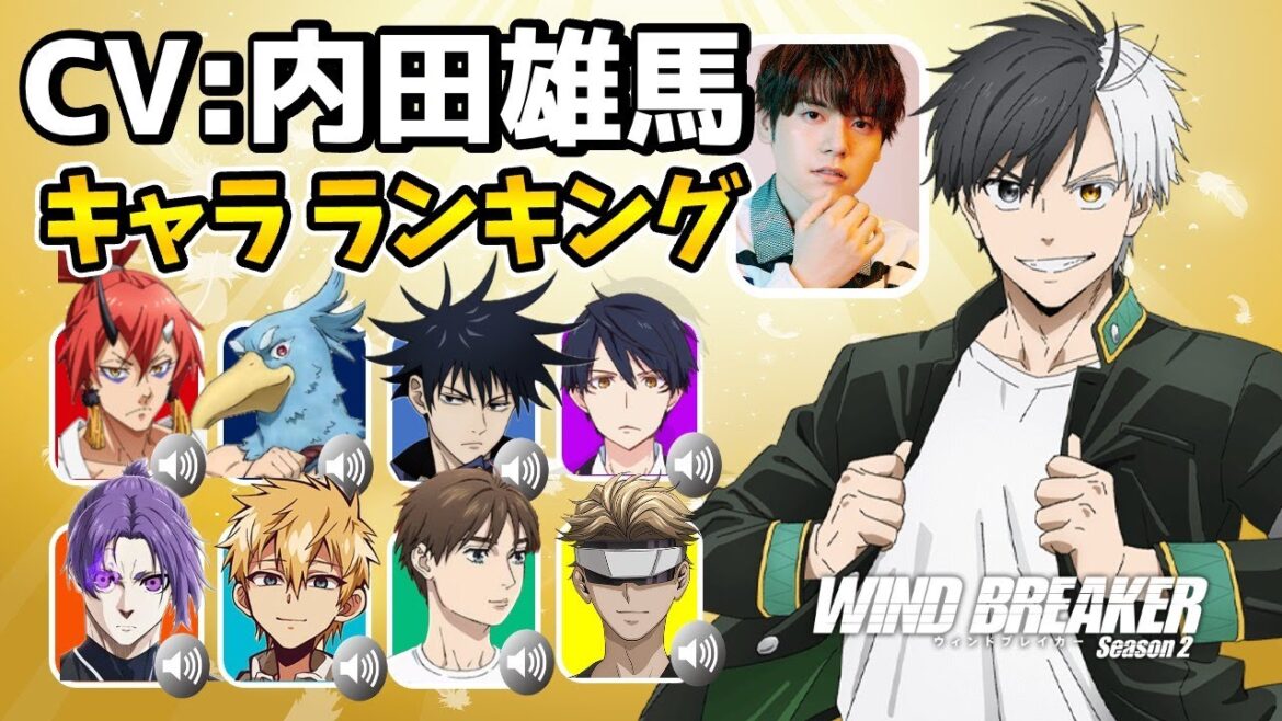 【内田雄馬】ハマり役だったキャラランキング!声優キャラ比較!意外なキャラを演じていた!ブルロ御影玲王ウィンブレ桜遥/ウィンブレ2話/ブルロ凪/ウインドブレイカーキャラ/ウィンブレ声優/ウィンブレキャラ