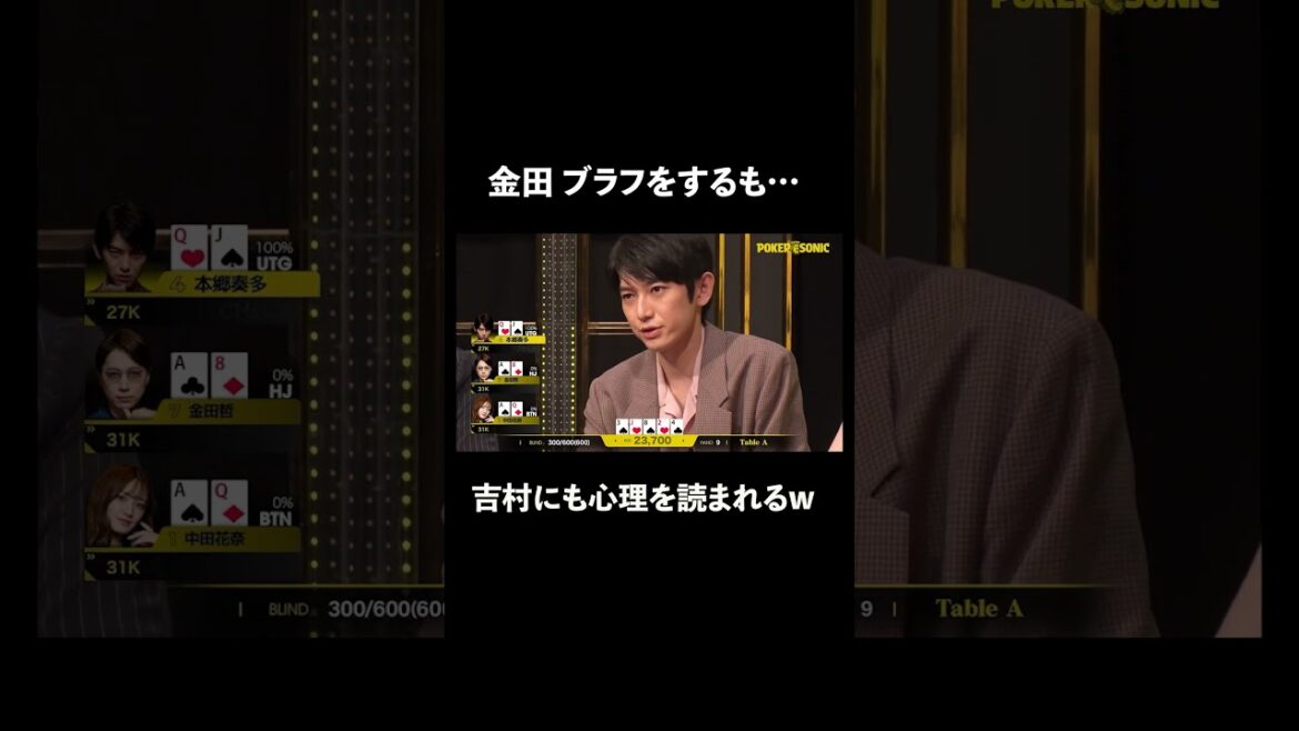 渾身のブラフベットも読まれてる!? #金田哲 (はんにゃ.) #小籔千豊 #本郷奏多 #PokerSonic #ポカソニ #ポーカー #ABEMA #shorts