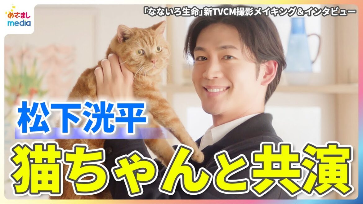かわいすぎる!松下洸平 猫と共演“ホントのやさしさ”について考える「見返りを求めないことかな」【「なないろ生命」新TVCM撮影メイキング&インタビュー】