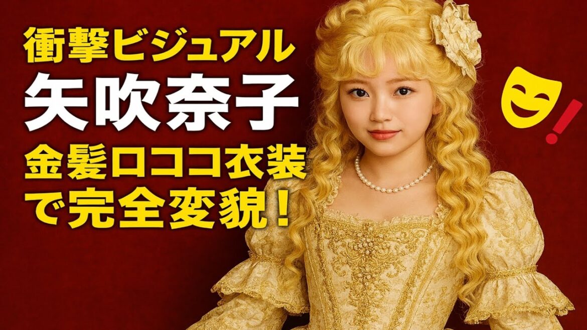 🔥✨【衝撃ビジュアル】矢吹奈子、金髪ロココ衣装で完全変貌!開幕直前『サムシング・ロッテン!』で魅せた新境地💛🎭