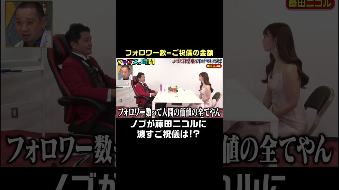 ご祝儀はフォロワー数で渡すというノブ #にこるん のフォロワー数は…? #ノブの好感度を下げておこう 『 #チャンスの時間 #243』#ABEMA で無料配信中 #千鳥 #ノブ #大悟 #藤田ニコル