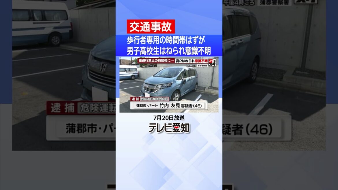 【交通事故】歩行者専用の時間帯のはずが… 高校2年生が車にひかれ意識不明の重体 愛知・蒲郡