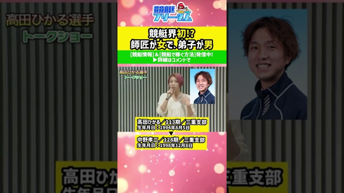 【競艇界(ボートレース)初?】師匠が女で,弟子が男【高田ひかる→中野孝二】 #shorts