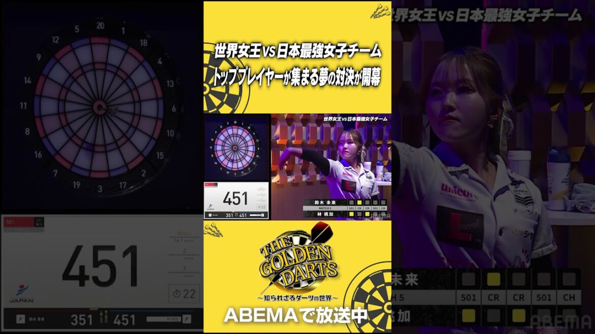 絶対女王 #鈴木未来 vs #林桃加 『THE GOLDEN DARTS』ABEMAで配信中! #中島颯太 #岡田紗佳 #お見送り芸人しんいち #ABEMA #ダーツ