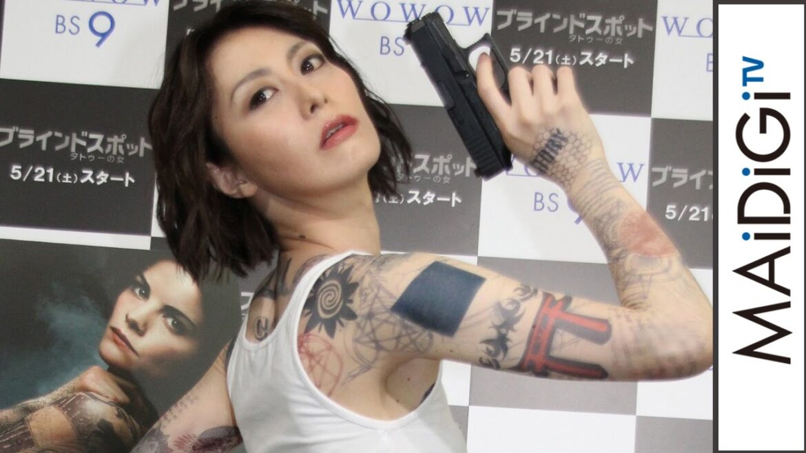 鳥居みゆき、全身タトゥーメーク&5キロ減のボディー披露!海外ドラマ「ブラインドスポット タトゥーの女」会見1