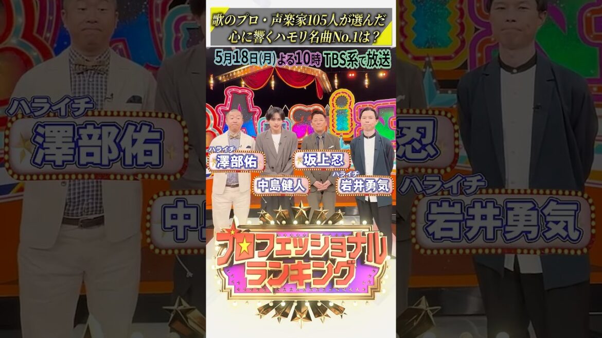 『プロフェッショナルランキング』歌のプロ・声楽家105人が選んだ【ハモリ名曲ランキング】収録後トーク #坂上忍 #中島健人 #岩井勇気 #澤部佑 #ハライチ