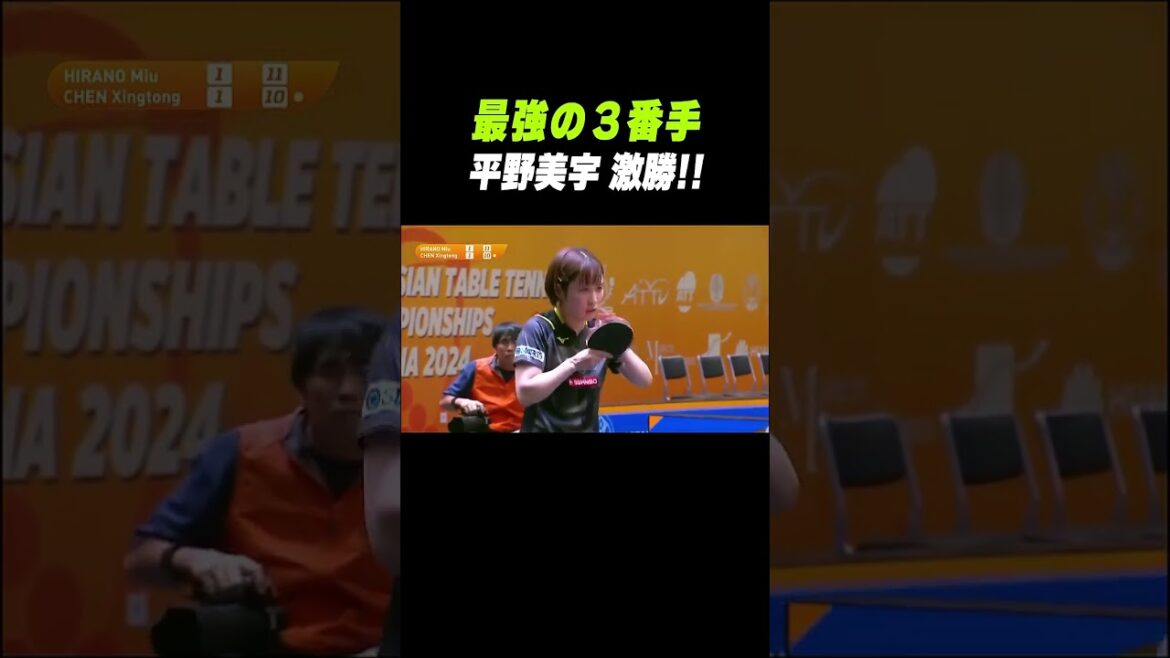 ハリケーン炸裂🌪️ #平野美宇 激勝!歴史が変わるか!?日本が中国撃破王手!#shorts #アジア選手権