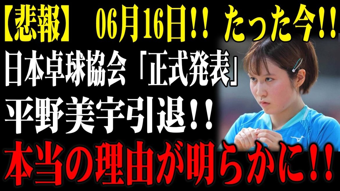 【悲報】06月16日 !! たった今 !! 日本卓球協会「正式発表」平野美宇引退!! 本当の理由が明らかに!!