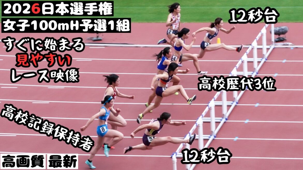 【予選過去最高記録更新】すぐに始まるレース映像【予選・女子100mH1組】【福部真子・大松由季・石原南菜・福田花奏・芝田愛花】2026年日本選手権レース前映像です