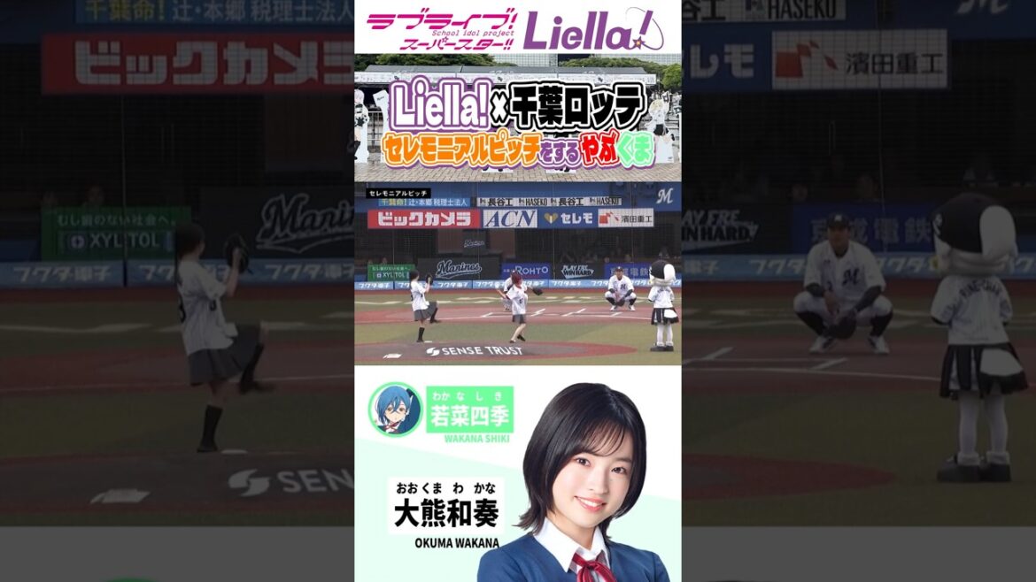 千葉ロッテコラボでセレモニアルピッチに出るやぶくま/#Liella #lovelive #shorts #千葉ロッテマリーンズ