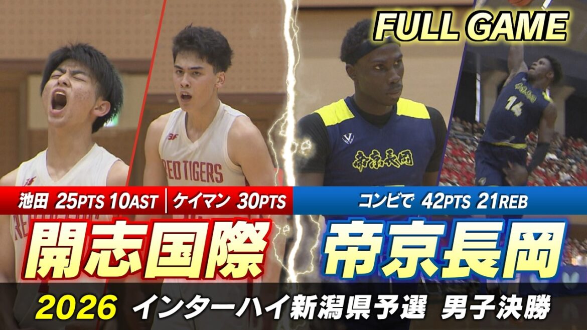 【高校バスケ|フルゲーム】2026インターハイ新潟県予選 決勝│開志国際 vs 帝京長岡│